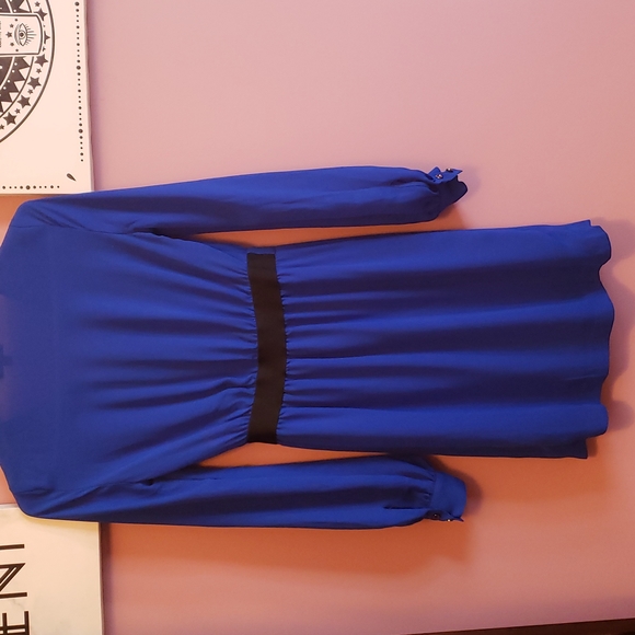 XOXO Banded-Waist Cocktail Dress, Royal Blue, XS - Picture 3 of 8